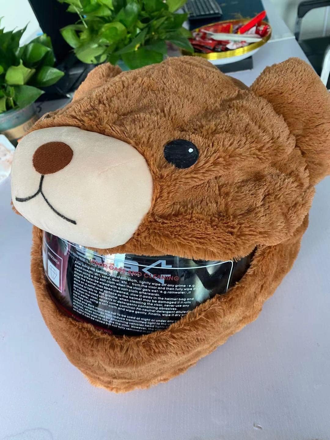 Helmet Cover for Motorcycle Helmet, Fun Design and Gifts (Cover Only. Helmet Not Included) Comprehensive Warmth Suitable for Full Helmet,Bear