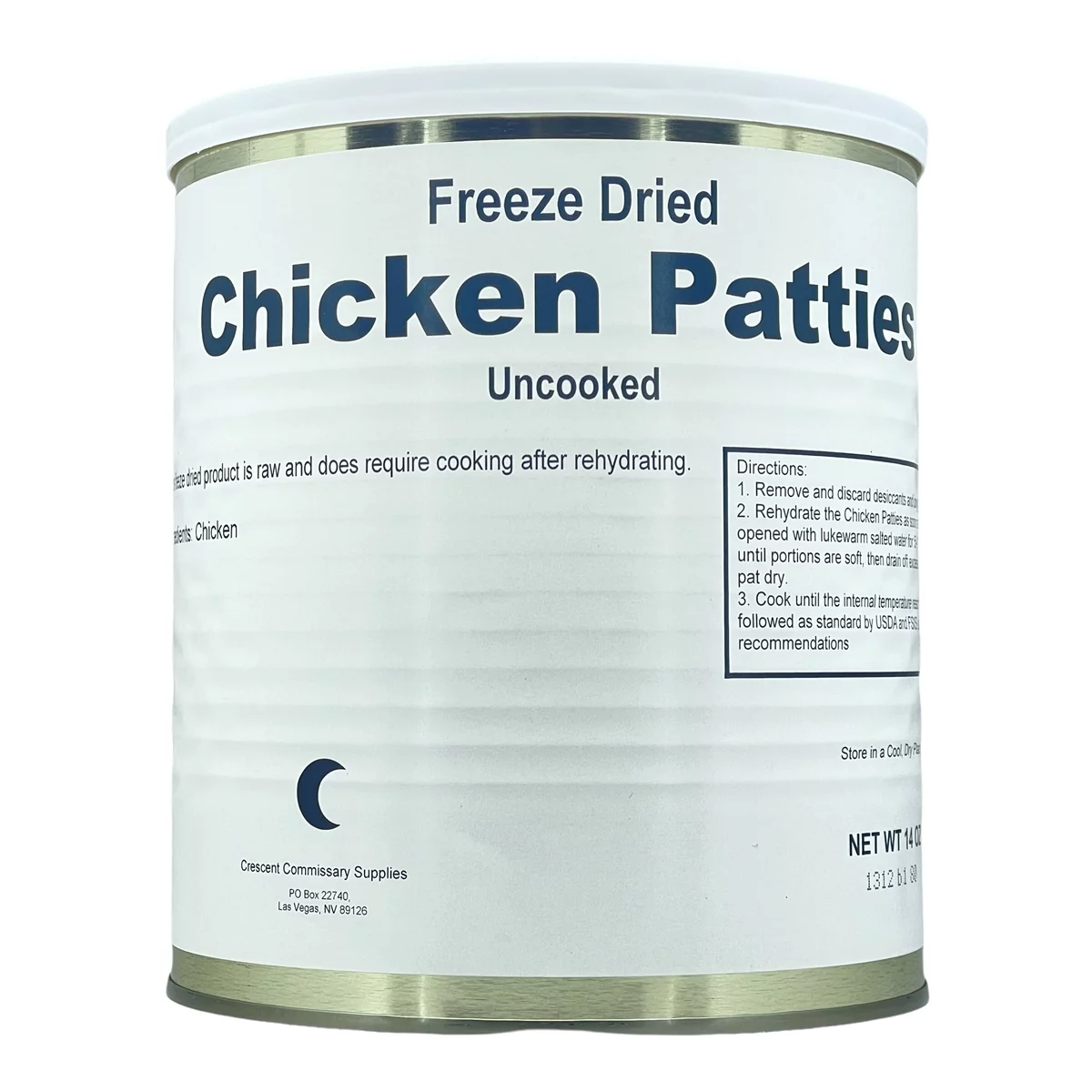 Military Surplus Uncooked Raw Freeze Dried Chicken Patties Emergency Preparedness Kit | Survival & Emergency Food | 6 Cans Per Case