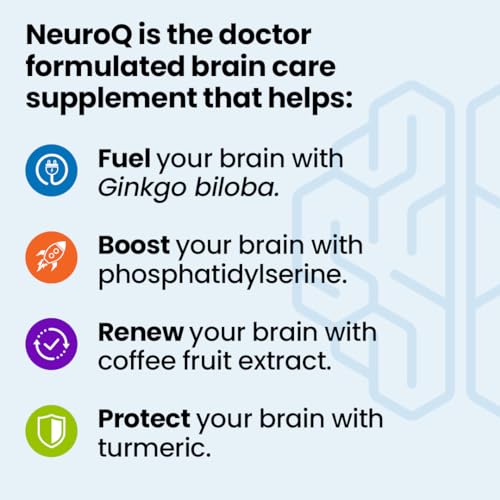 NeuroQ Memory & Focus - Boosts Cognitive Performance & Healthy Brain Function - Neuroprotective Formula by Dr. Dale Bredesen - Gotu Kola Ginkgo Phosphatidylserine Coffee Fruit & Propolis - 60 Capsules
