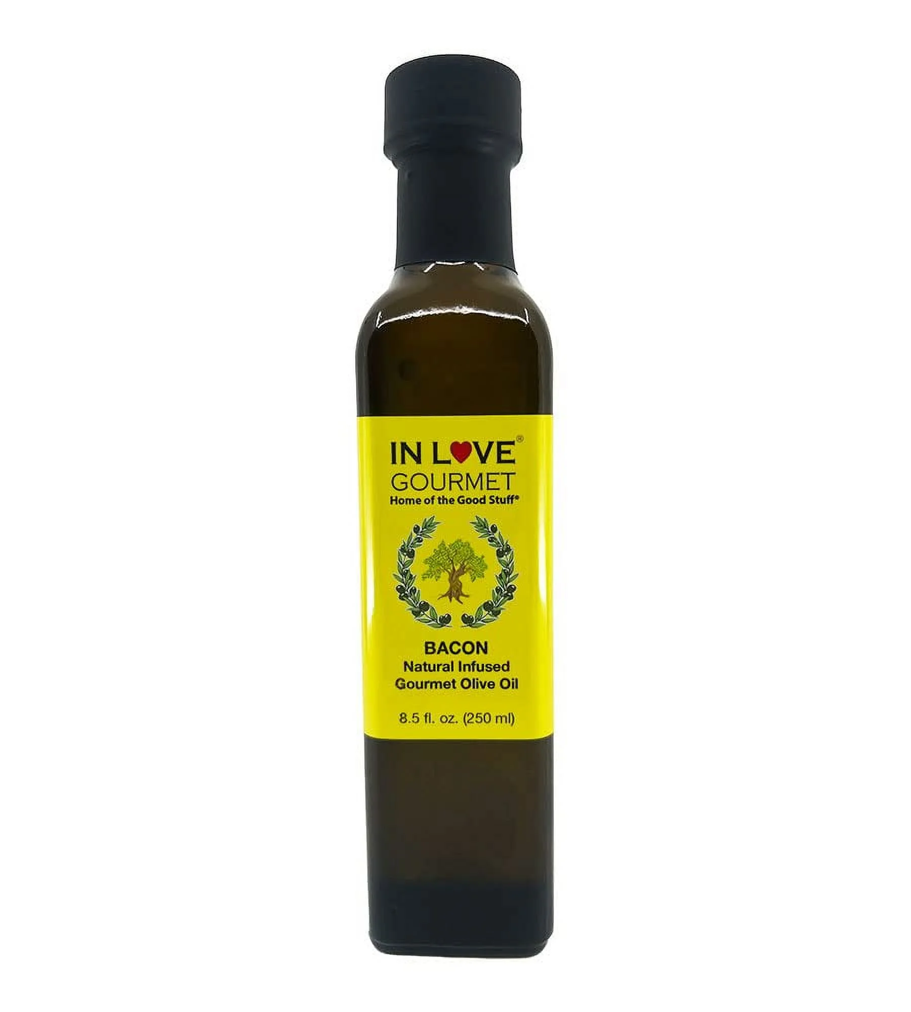 In Love Gourmet Bacon Natural Flavor Infused Olive Oil 250ML/8.5oz Best Bacon Oil Choice for Meats, Veggies, Popcorn & Breads