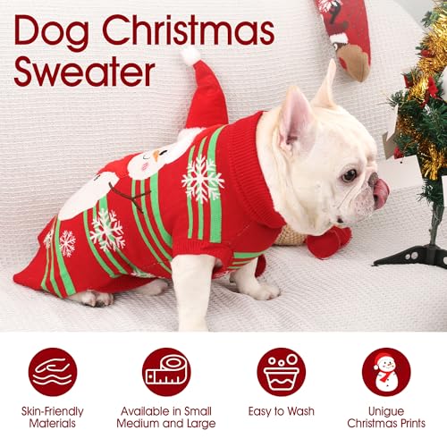 Dog Christmas Sweater Cute Dog Christmas Outfit with 3D Reindeer Pattern Soft Warm Turtleneck Knitted Pet Clothes Cold Weather Puppy Clothes for Small Medium Large Dogs Cats