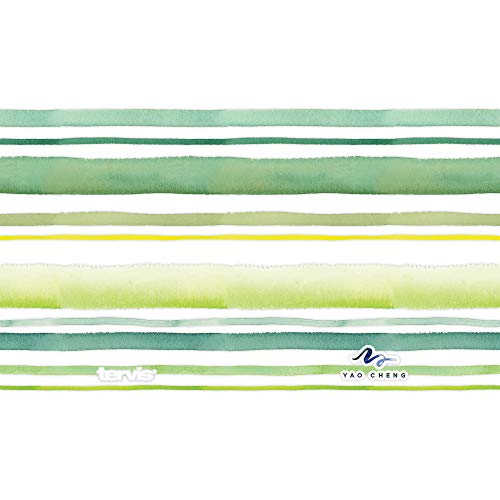 Tervis Yao Cheng Green Crystal Made in USA Double Walled Insulated Tumbler Travel Cup Keeps Drinks Cold & Hot, 16oz, Green Blue Stripe