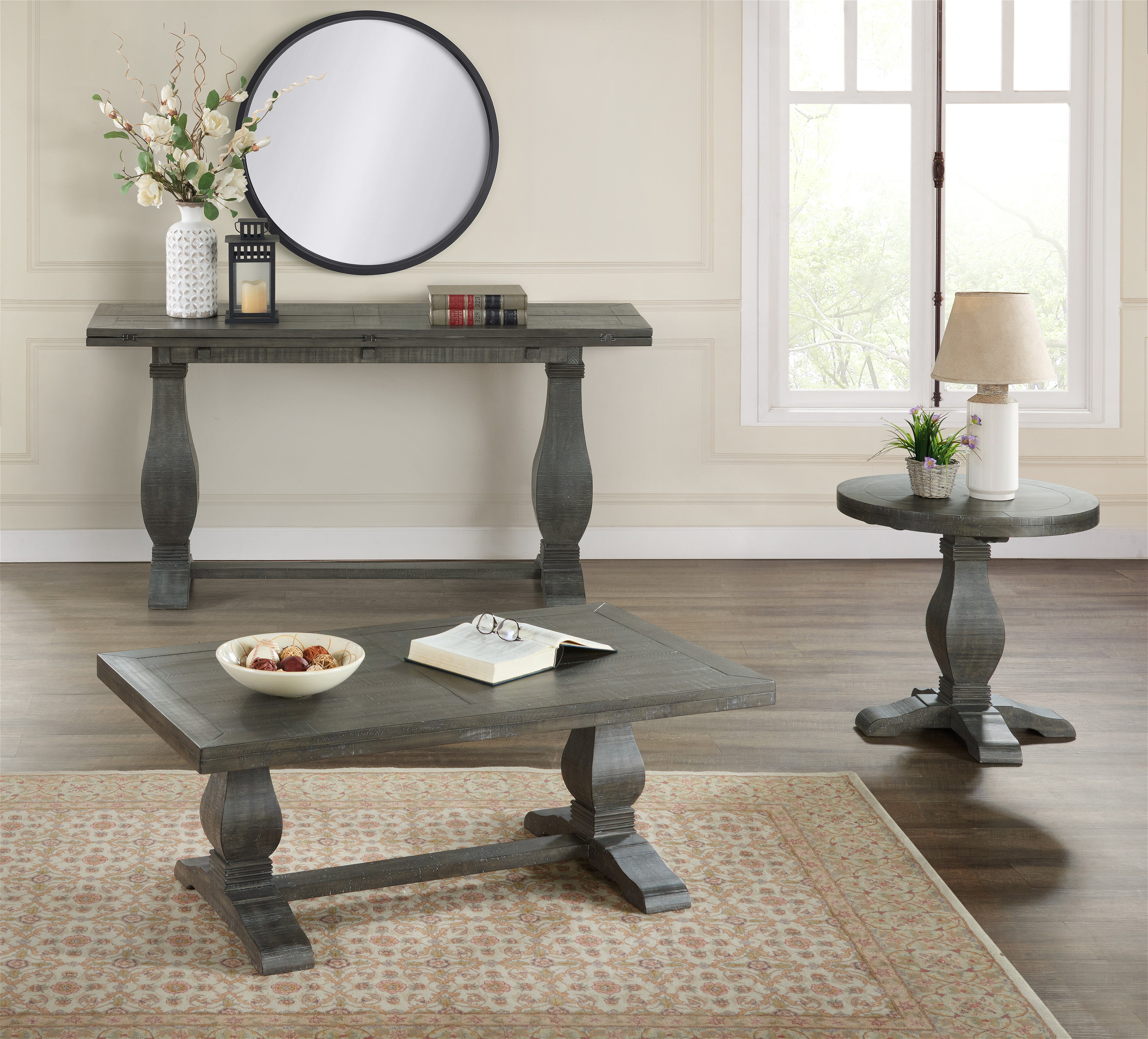 Martin Svensson Home Napa Solid Wood Round End Table Gray