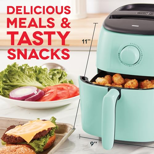 DASH Tasti-Crisp™ Electric Air Fryer Oven, 2.6 Qt., Grey – Compact Air Fryer for Healthier Food in Minutes, Ideal for Small Spaces - Auto Shut Off, Analog, 1000-Watt