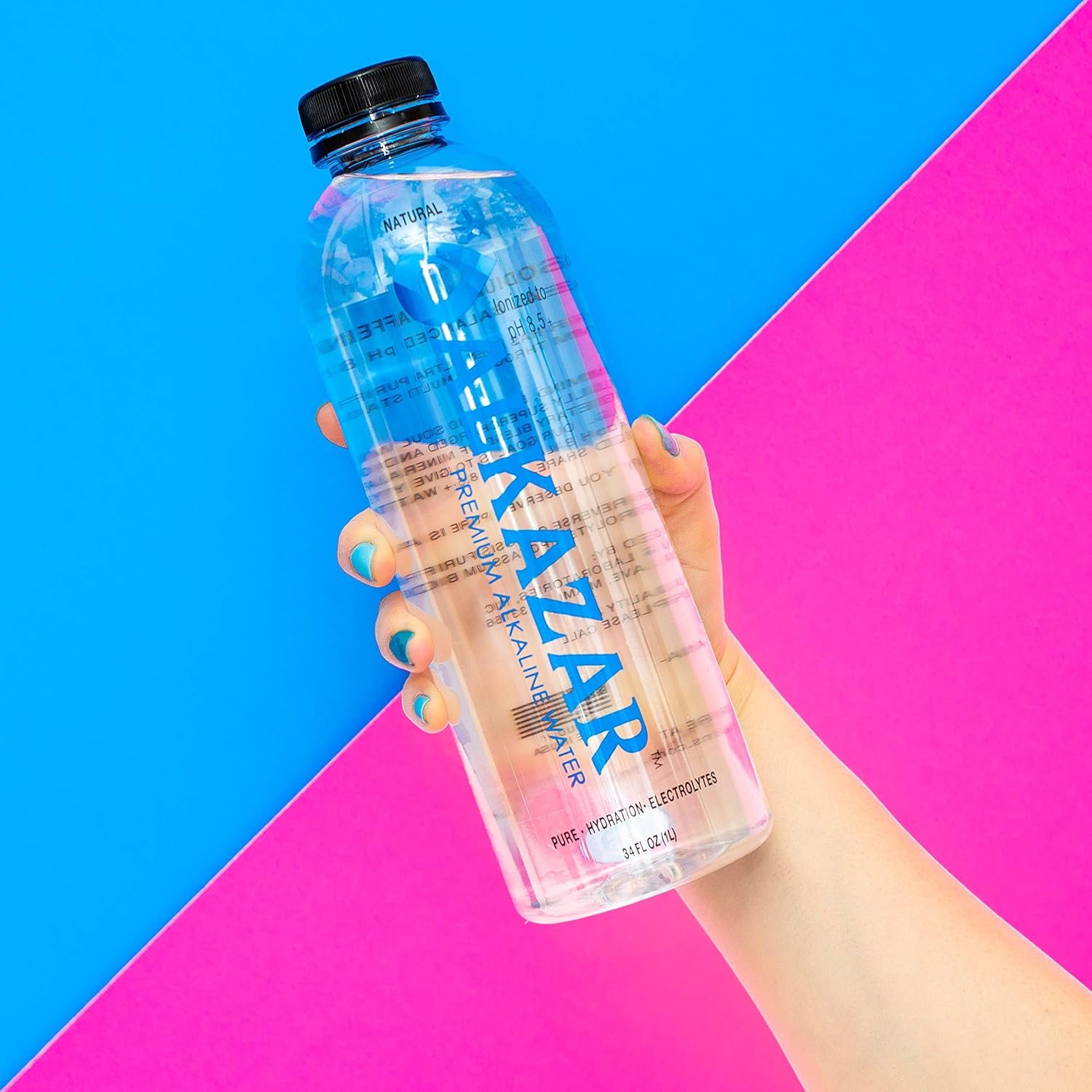 ALKAZAR - Premium Natural Alkaline Water - Ionized to pH 8.5+ with minerals and electrolytes - 34 FL OZ Bottle - 12 Pack