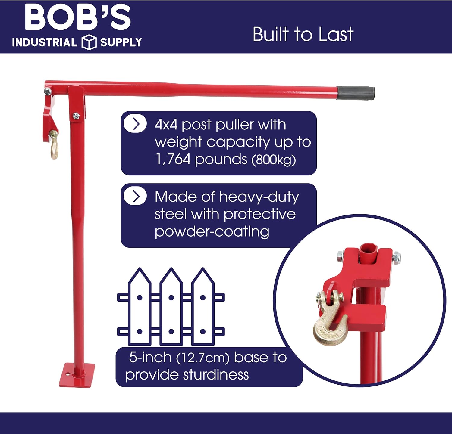 BISupply T Post Puller Fence Post Puller - Wood Fence Post Puller 36in T Post Remover and Tree Stump Remover for Yards