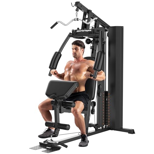 Sportsroyals Home Gym, Workout Equipment, 154LBS Weight Stack, Home Gym Equipment, Exercise Equipment, Multi Home Gym Station, Full Body Strength Training