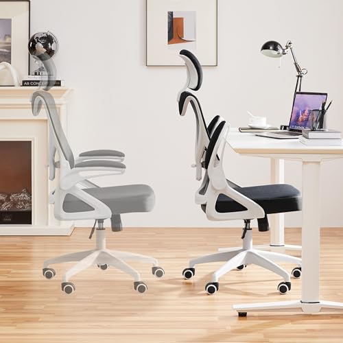 Yaheetech Ergonomic Office Chair, High Back Desk Chair with Headrest and Flip-up Armrest Lumbar Support for Home Office Meeting Room Study, Black