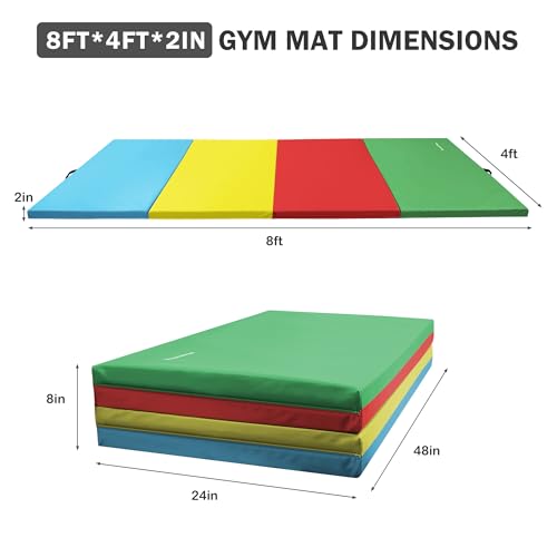 Folding Exercise Gymnastics Aerobics Mat, 4'x8'x2
