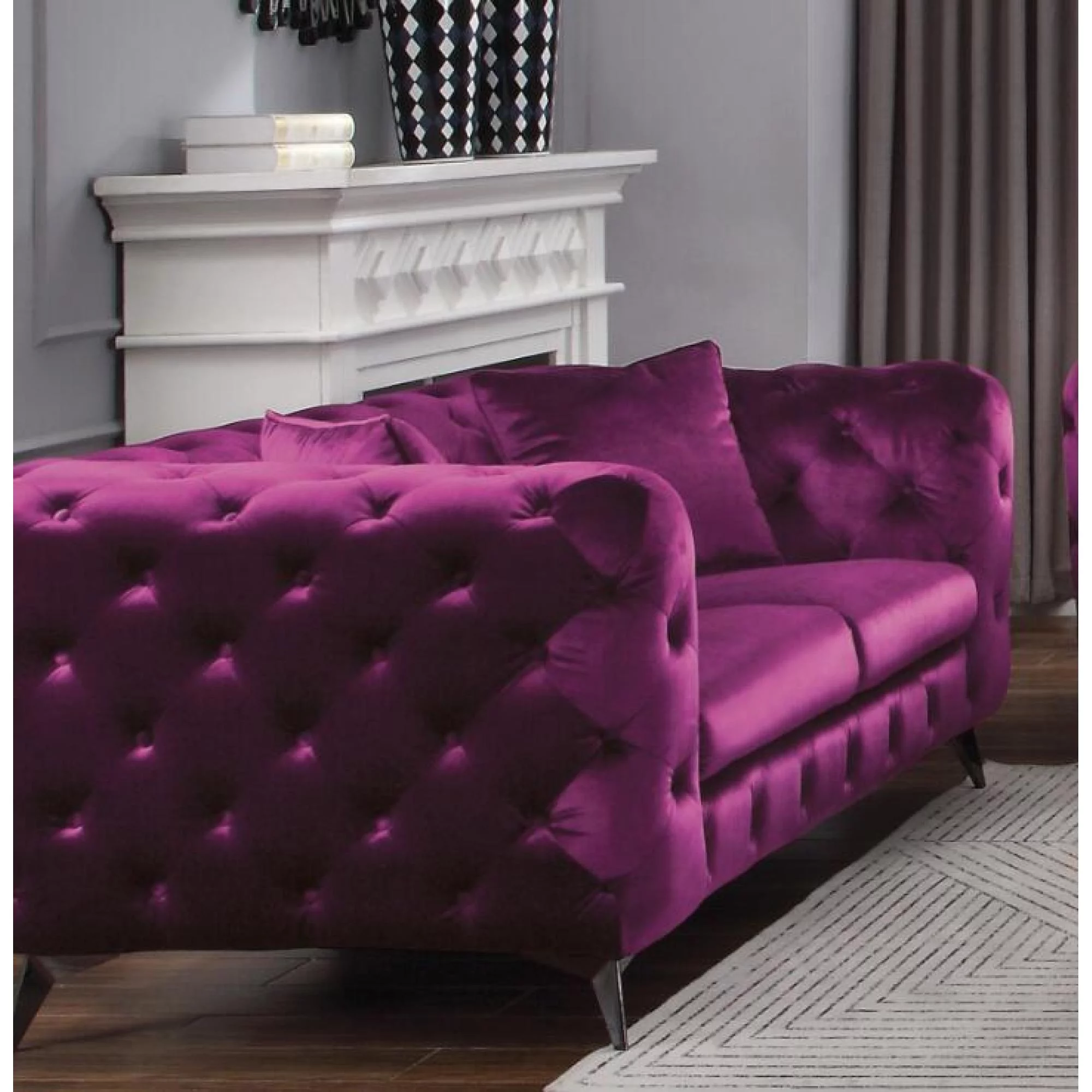 Miekor Furniture Atronia Loveseat, Purple Fabric