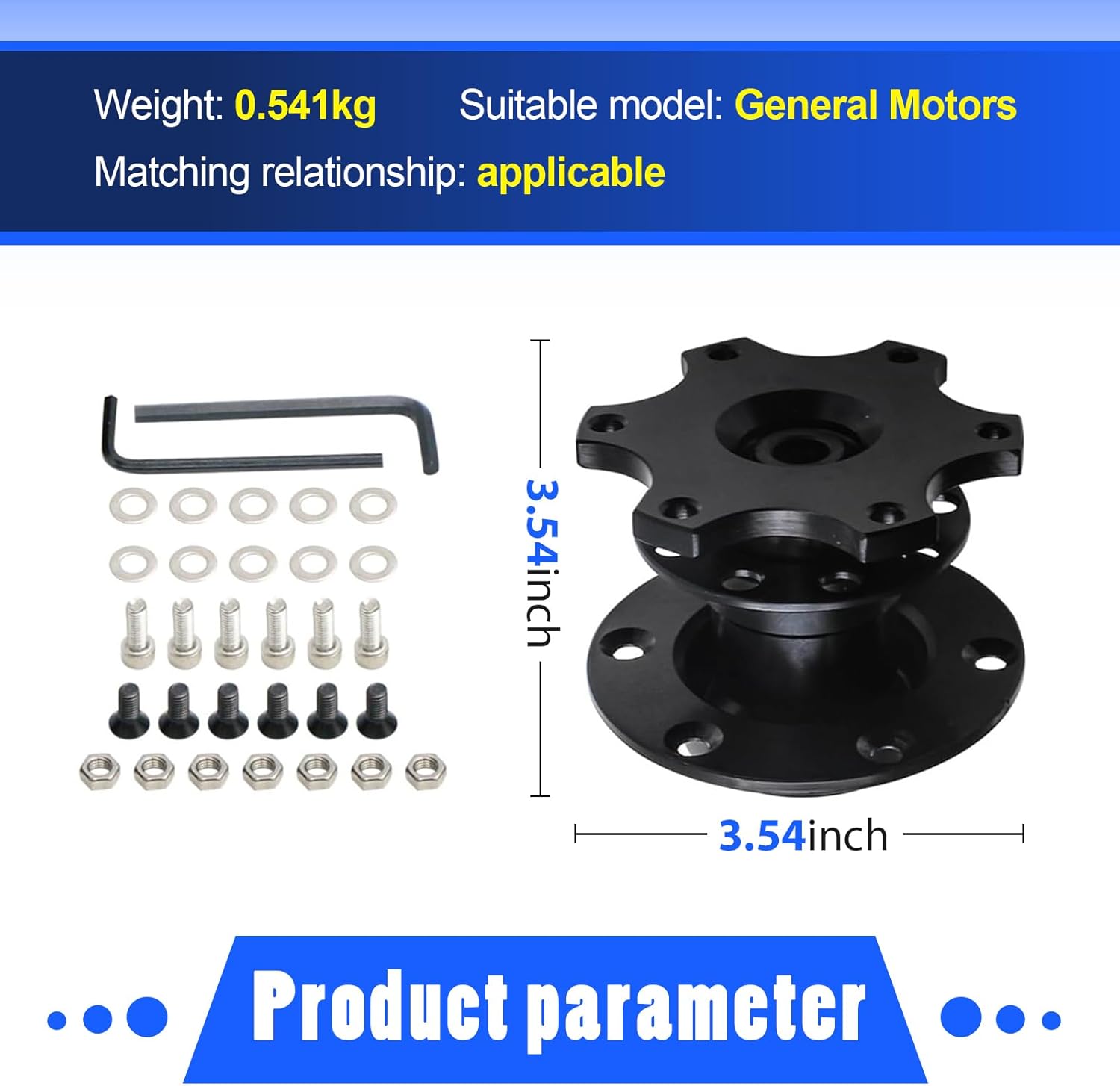 1 PC Car Modified Steering Wheel Quick Release, with 6 Hole Quick Release Hub Heightening Adapter, Anti-theft Racing Snap Boss Kit, Universal Interior Accessories for Most Cars (Black)