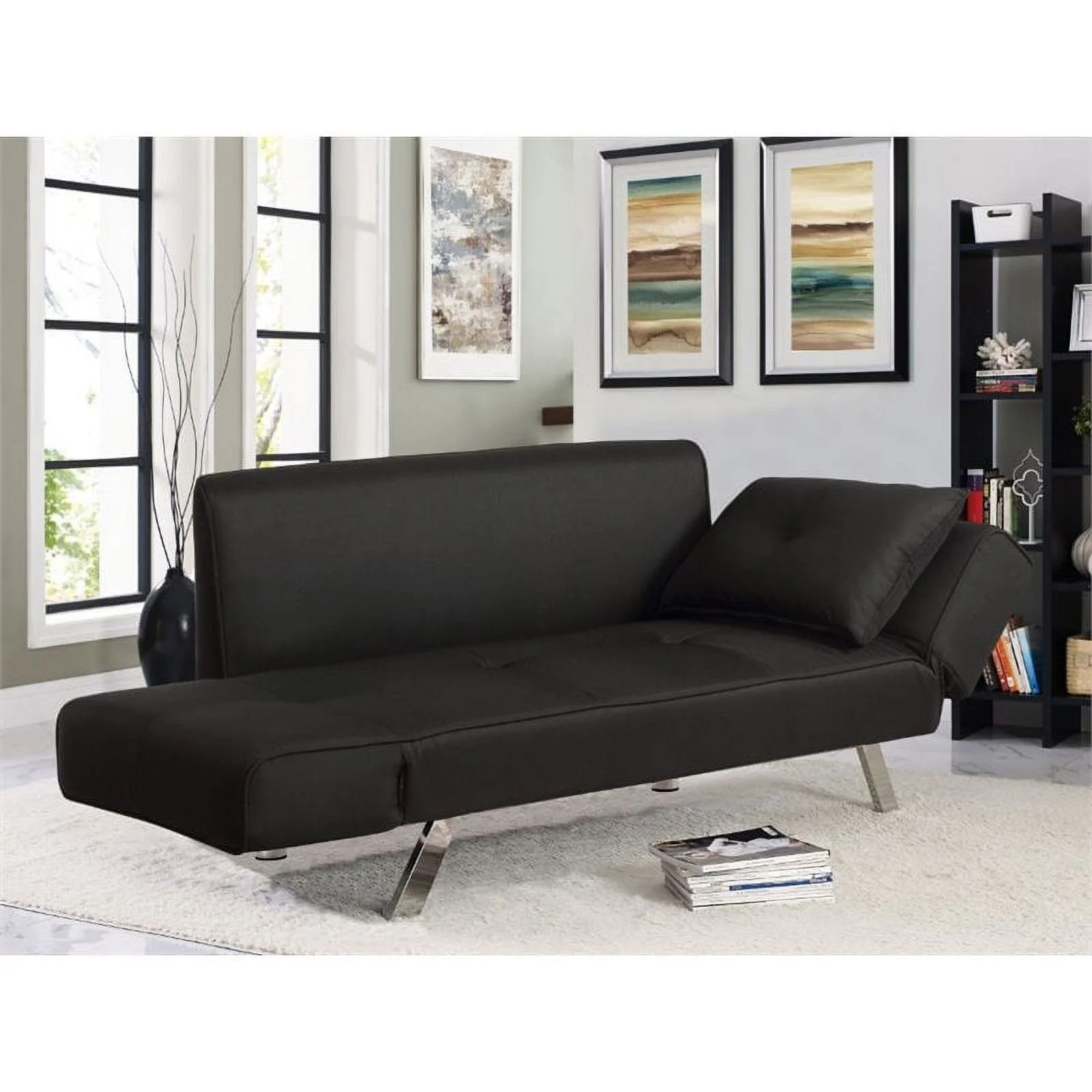 Hawthorne Collections Convertible Sofa in Black