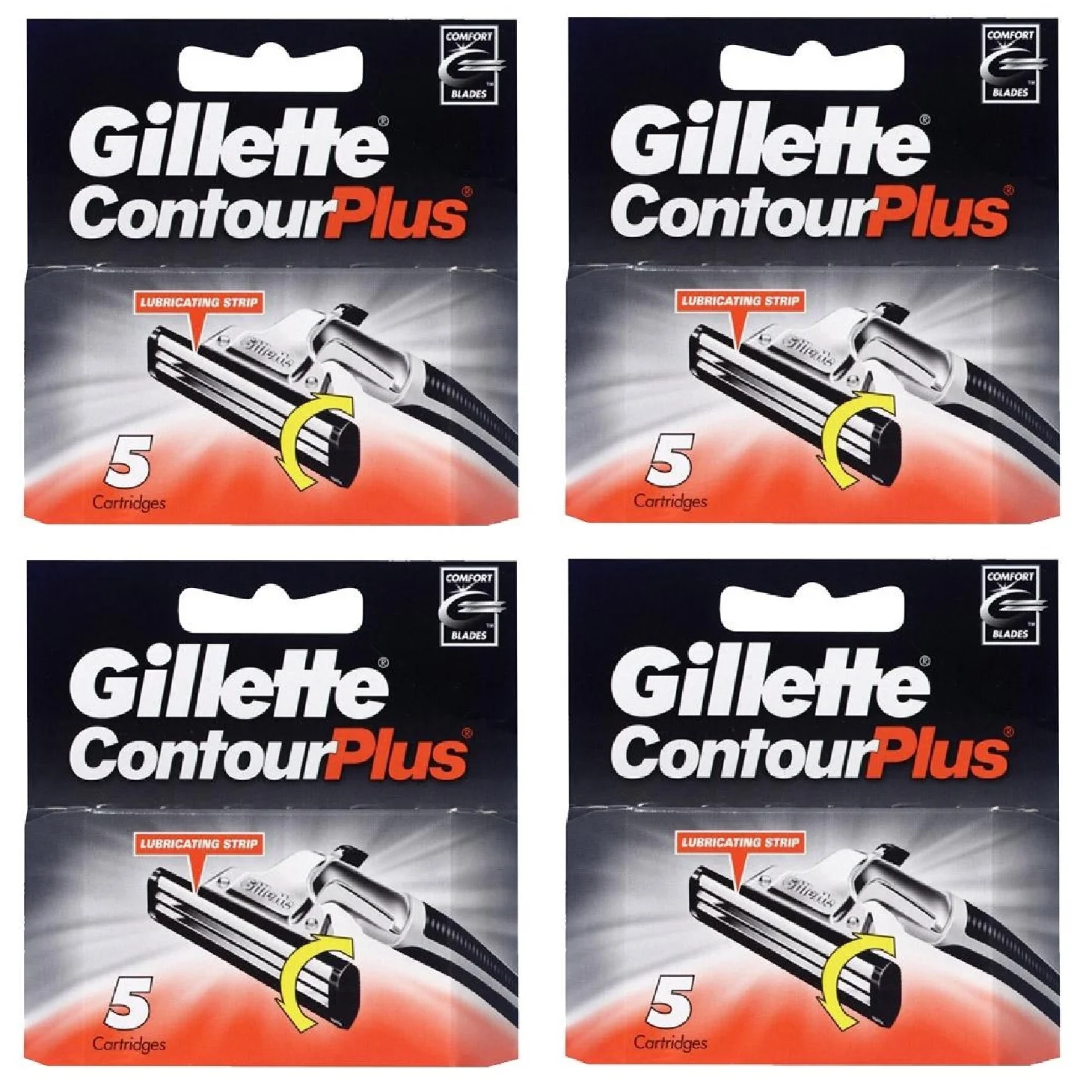 Gillette Contour Plus (same as Atra Plus) Refill Blade Cartridges, 5 Count (Pack of 4)
