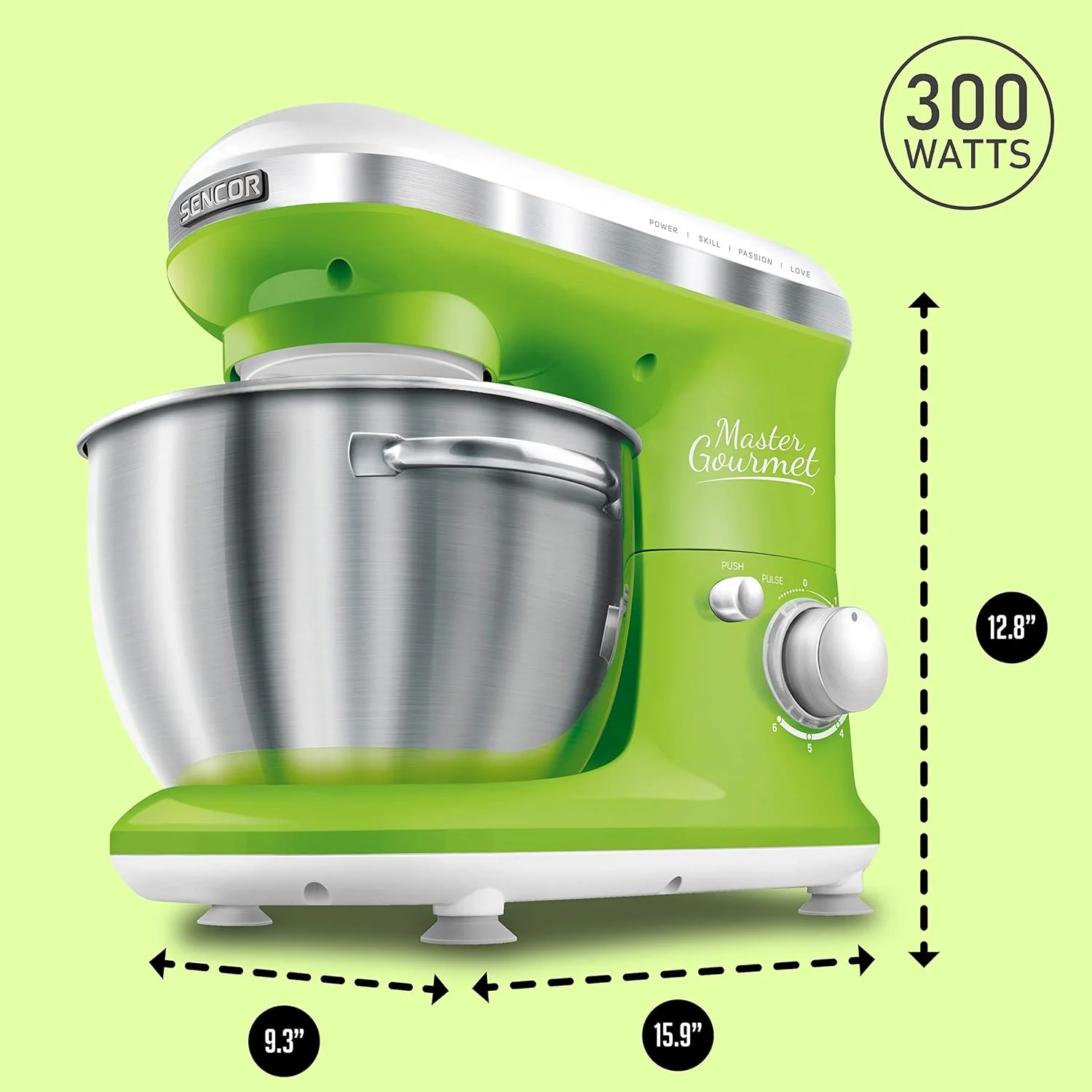 Stand Mixer 300W With Pouring Shield, Green