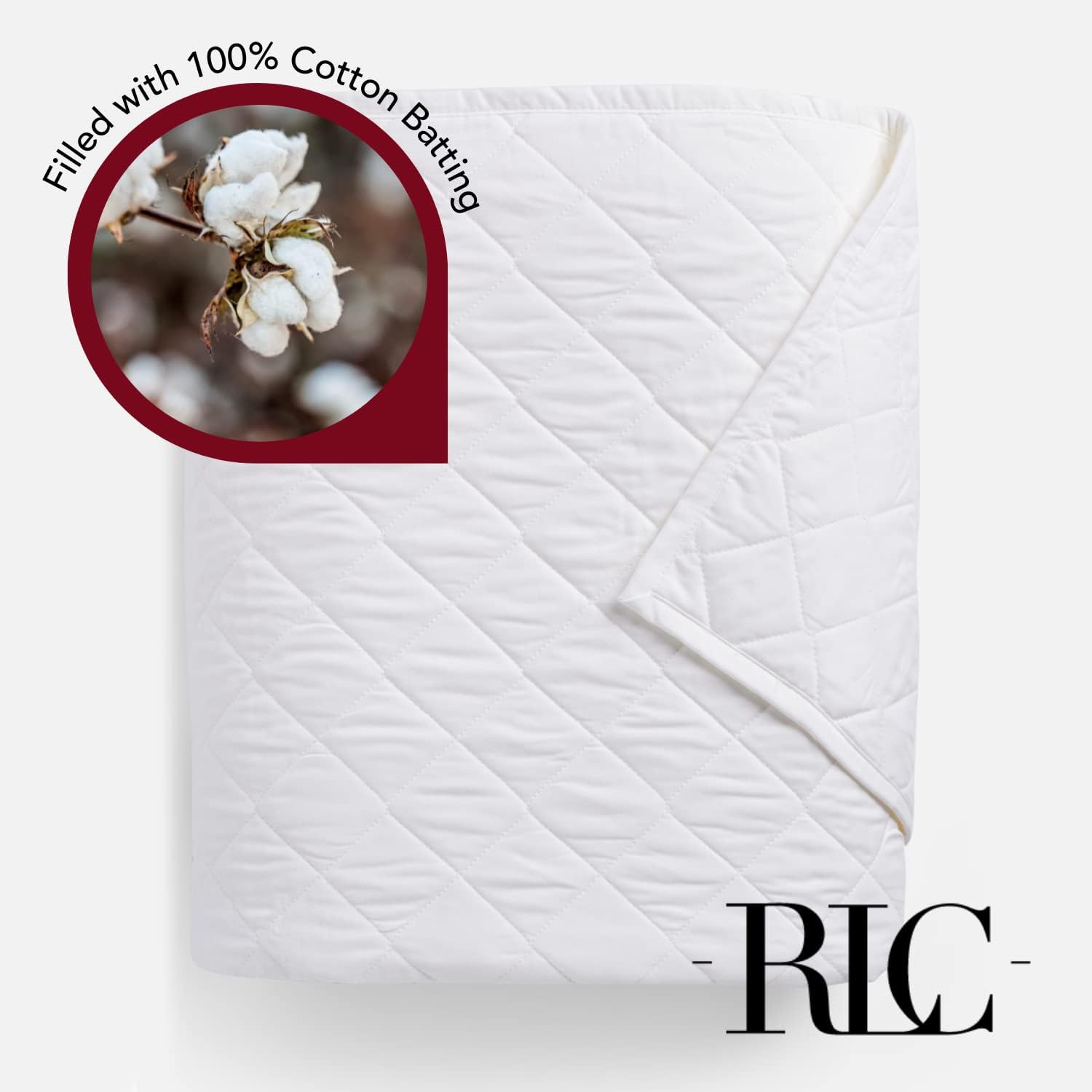 Red Land Cotton Classic Luxury Quilt | American Grown 100% Cotton Batting | Lightweight All Season USA Made Vintage Style Bedspread | Durable Oversized and Machine Washable | Soft Full/Queen | White