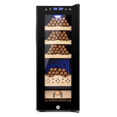 Electric Humidor for Cigars, 35L 250 Counts Large Capacity Thermostatic Desktop Humidor Cabinet with Digital LED Screen, Safety Lock,Smart Humidity & Temp Control, Gifts for Men