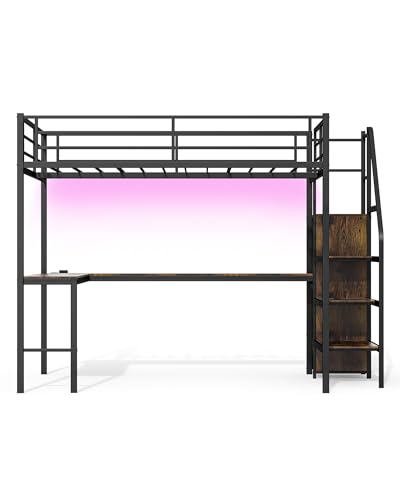 Full Over Full Bunk Bed with Trundle, Heavy Duty Metal Bed Frame with Full-Length Guardrails & Ladder, 3-in-1 Convertible Full Bunk Bed, Noise-Free, No Box Spring Needed, Black