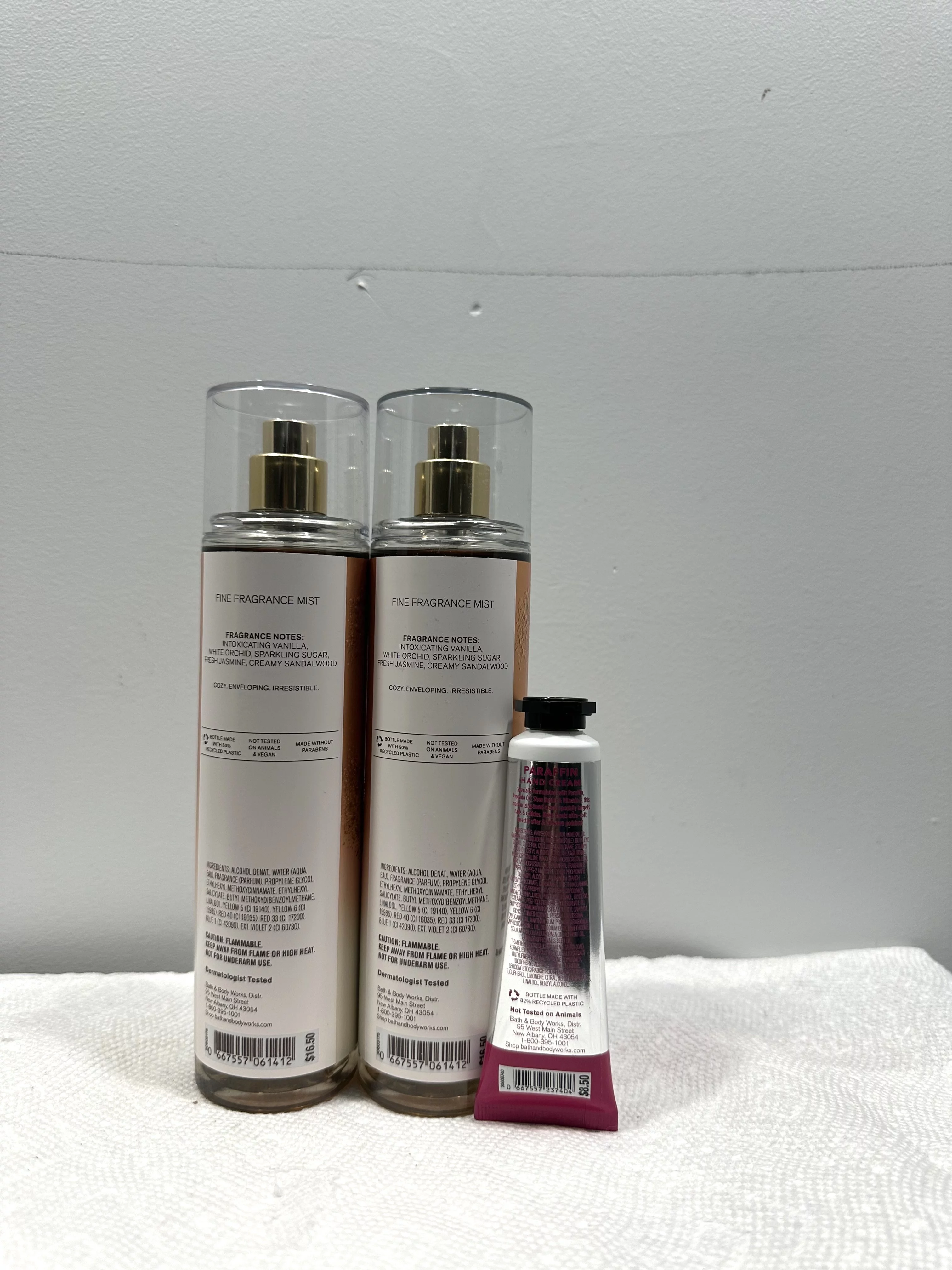 Bath & Body Works Warm Vanilla Sugar 3 Piece Gift Set (2 Fine Fragrance Mists 8 fl oz and Hand Cream 1 fl oz)