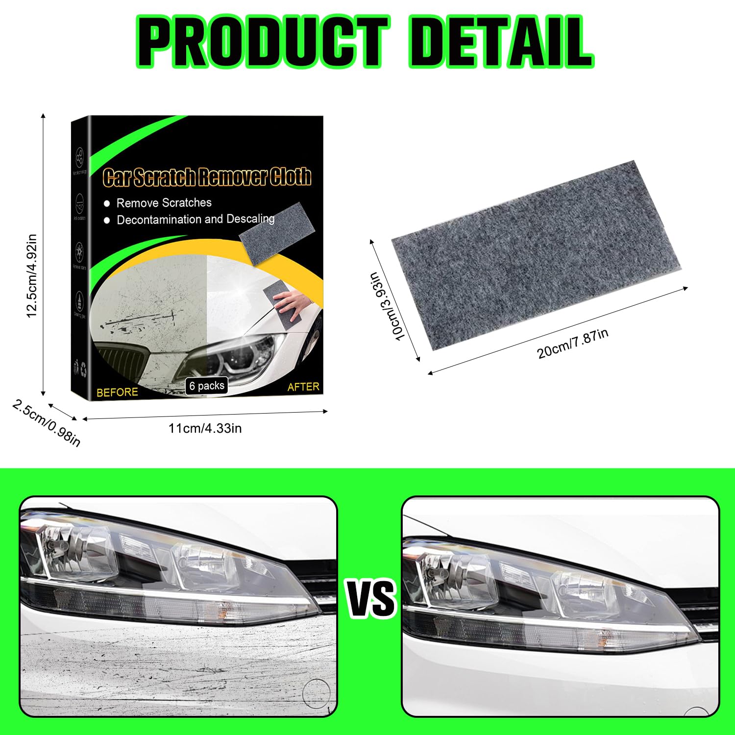 12 Pcs Nano Sparkle Cloth Car Scratch Remover, Nanosparkle Cloth for Car Scratches, Magic Car Scratch Repair Cloth, Multipurpose Nano Sparkle Car Paint Restore Cloth for Surface Polishing