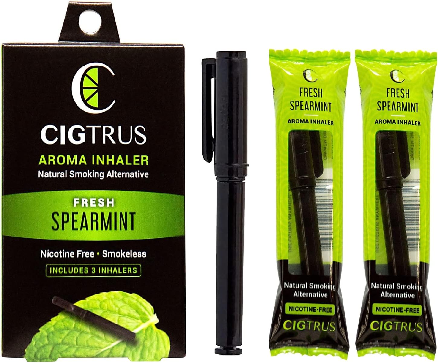 Smokeless Air Puffer | Lemon Lime & Fresh Spearmint- 6 Piece | Smoking Alternative Oil Pen- Non-Electric | Nicotine-Free, Smoke-Free, Tobacco-Free | Oral Fixation Craving Relief