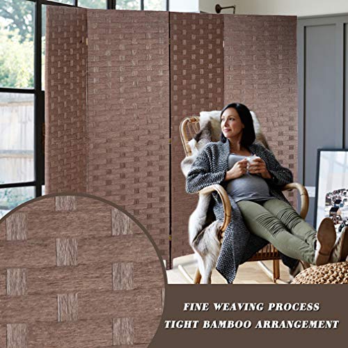 Wood Mesh Woven Design 4 Panel Folding Wooden Screen Room Divider