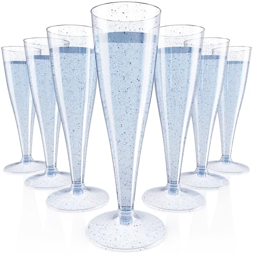 JOLLY CHEF 100 Pack Plastic Champagne Flutes Disposable 4.5 oz Clear Plastic Champagne Glasses Suitable for Wedding, Thanksgiving Day, Christmas