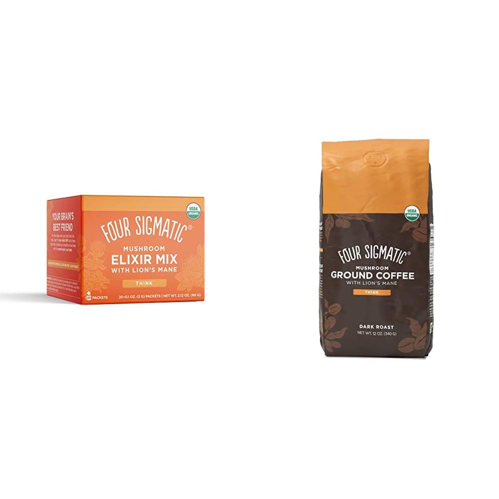 Four Sigmatic Lion's Mane Mushroom Coffee Alternative with Organic Mushroom Ground Coffee | Focus, Memory & Immune Support