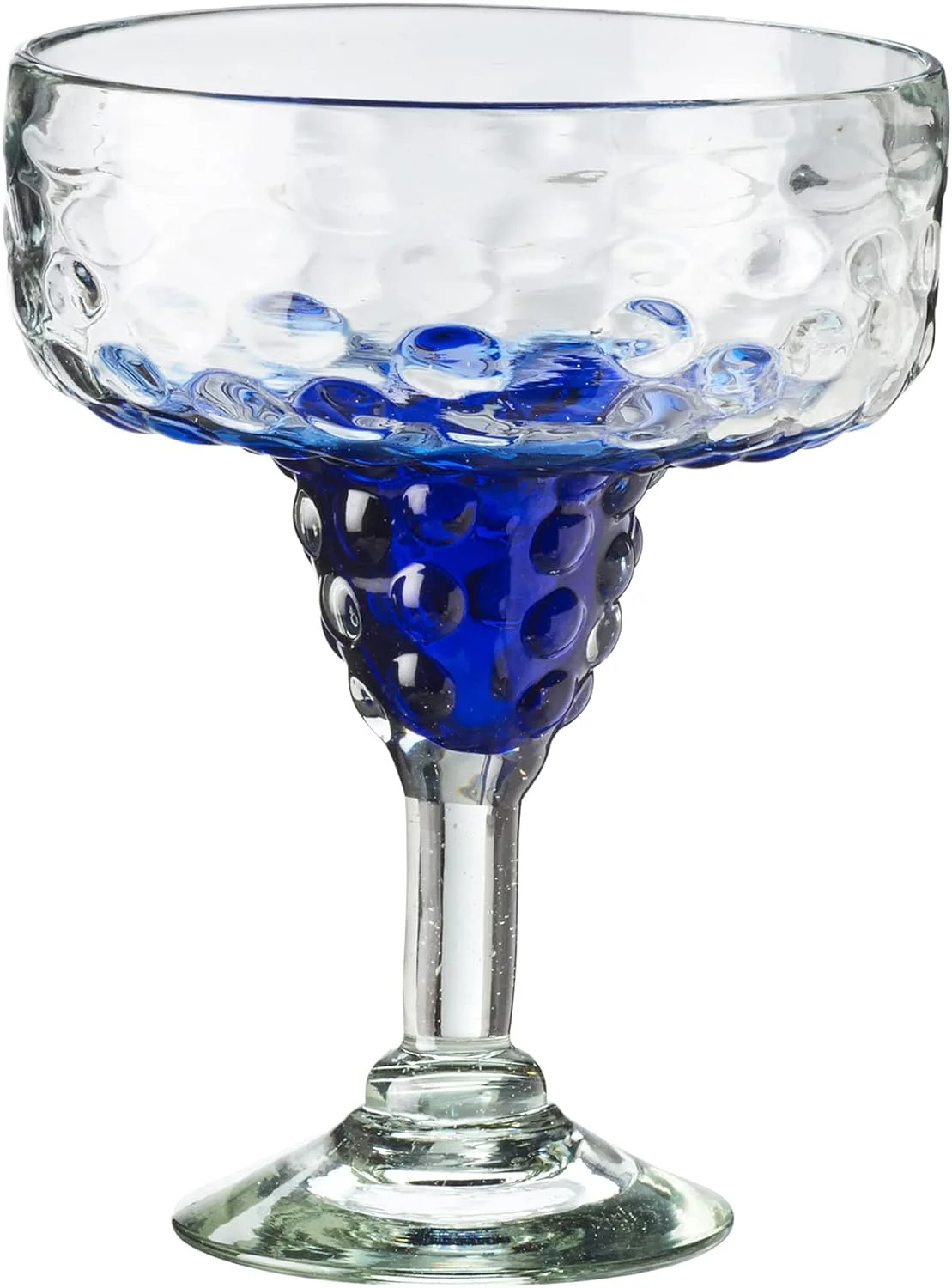 Cobalt,  Handmade Mexican Recycled  For Cocktails, Pina Coladas, And Other Beverages, 5.25” D X 7” H, 15- Ounce, Made In Mexico-Set Of 4
