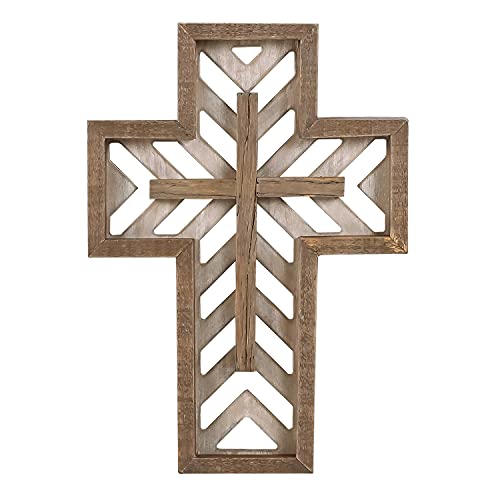 Crucifix Wall Cross - 12 Inch Handmade Unique Rustic Wooden Catholic Spiritual Art Church Home Room Decor - Brown