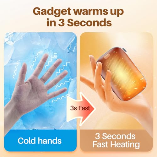 Hand Warmers Rechargeable USB, Electric Reusable Battery Powered Power Bank Handwarmer, 10000mAh Long Lasting Portable Pocket Heater, for Women, Men, Christmas