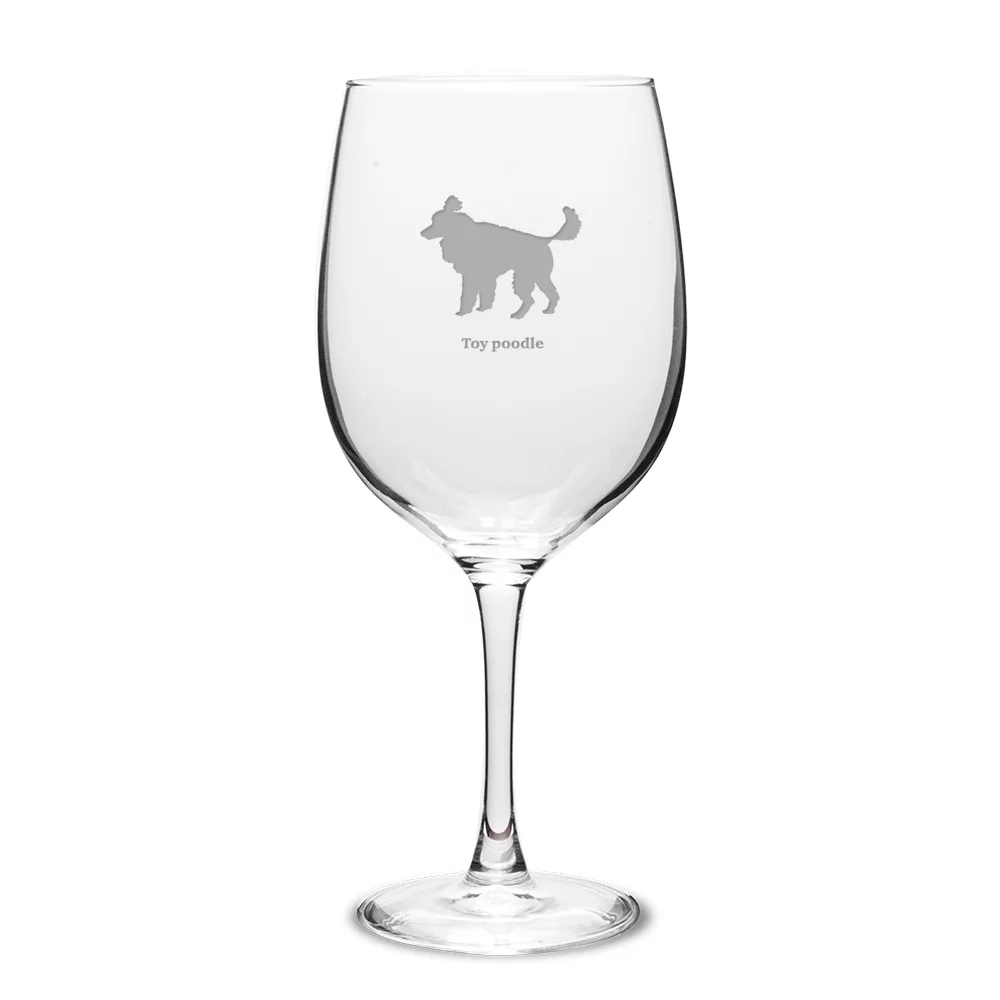 Toy Poodle Deep Etched 19 oz Classic Red Wine Glass