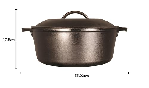 Lodge 5 Quart Cast Iron Double Dutch Oven – Pre-Seasoned – Lid Converts to 10.25