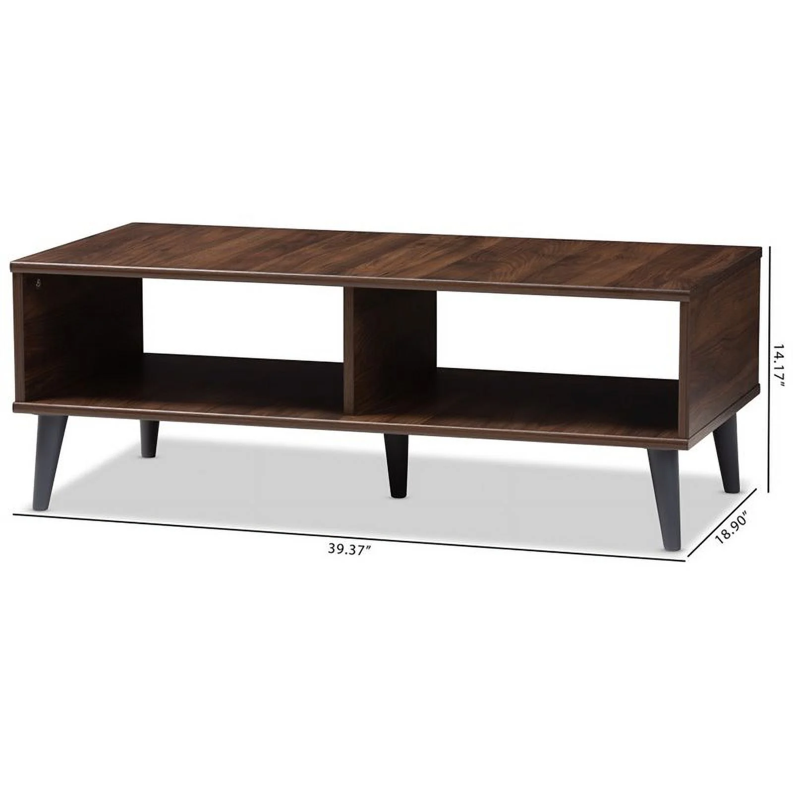 Bowery Hill Wood Coffee Table in Brown and Dark Grey