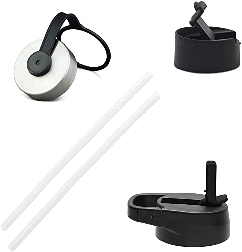 IRON °FLASK Camping & Hiking Hydration Flask with 3 Lids - Stainless Steel, Double Walled & Vacuum Insulated Water Bottle - Leak Proof & BPA Free (Midnight Black, Straw - 40 oz)