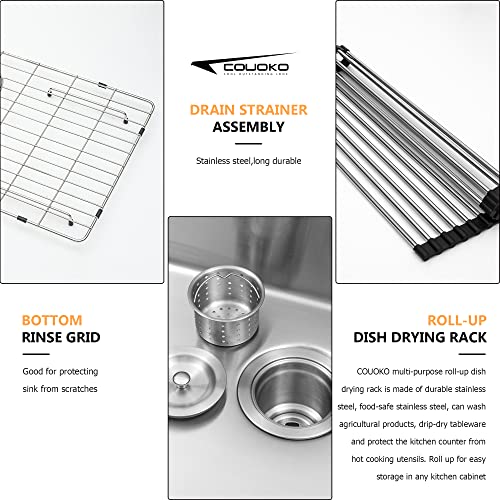 25 Inch Utility Laundry Sink Drop In 16 Gauge Stainless Steel Single Bowl Laundry Room Sink Laundry & Utility Room Kitchen Sinks 25