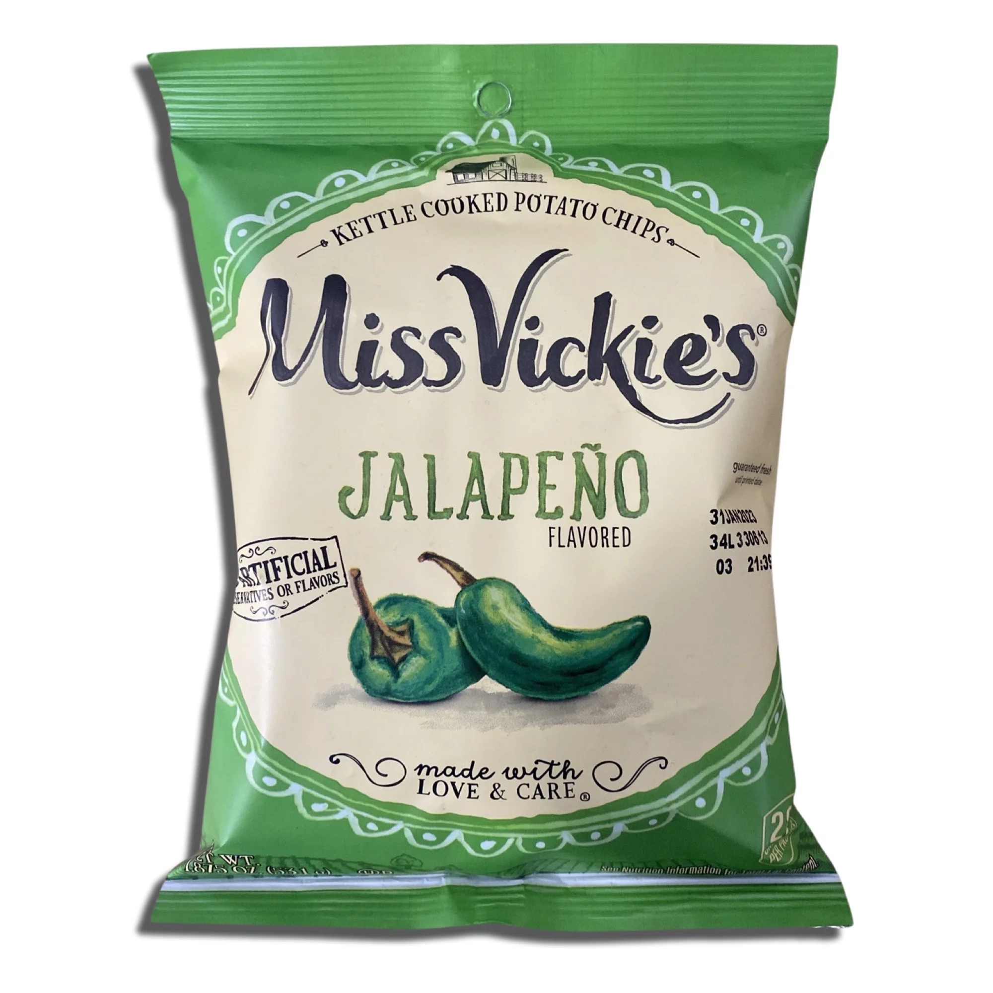 Jalapeno Kettle Cooked Potato Chips by Ms. Vickie's Bundled by Tribeca Curations | Hungry Sized 1.875 Oz Bags | Value Pack of 8
