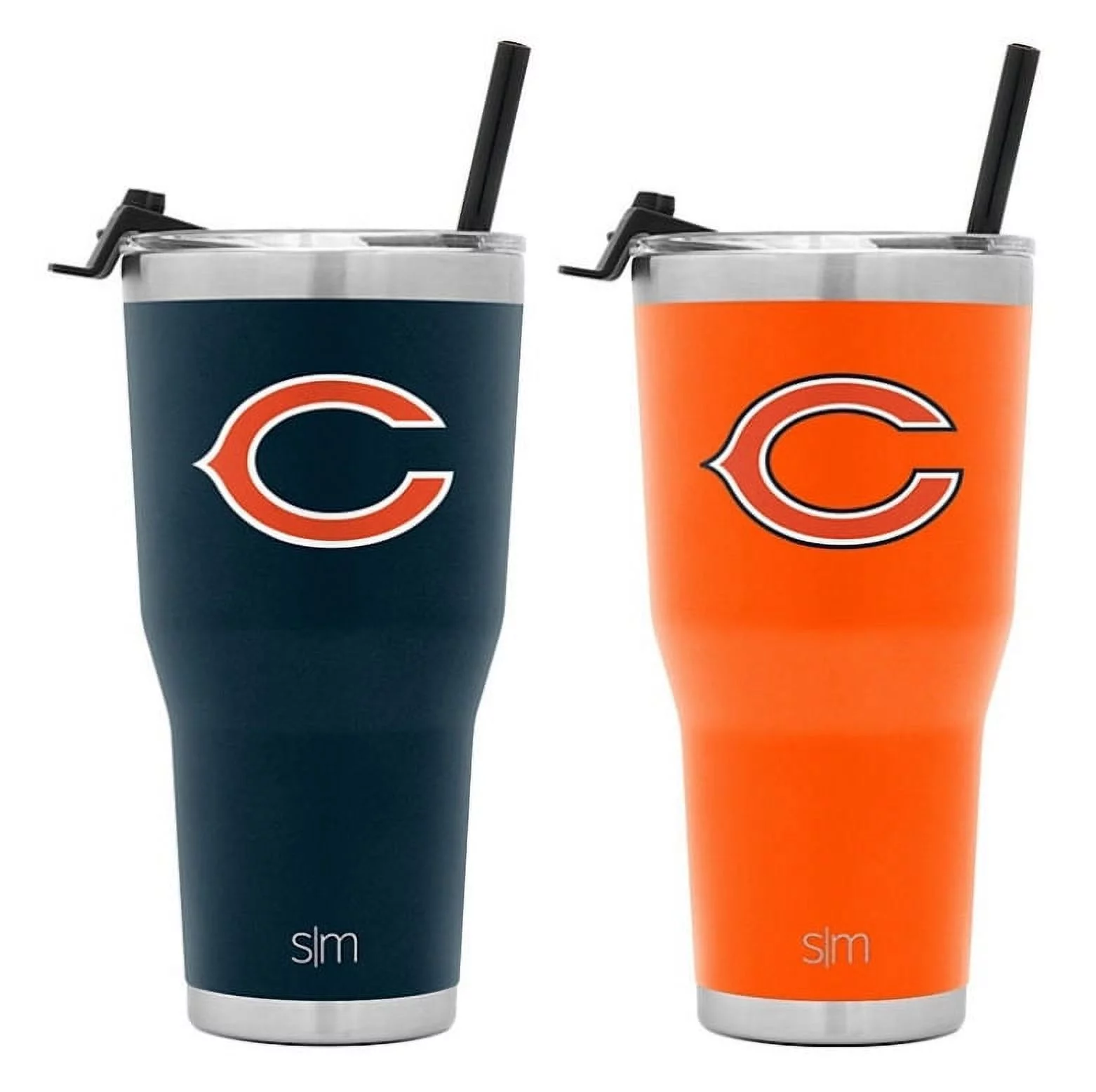 2-Pack NFL Insulated Stainless Steel Tumbler with Clear Flip Lid and Straw | 30oz Football Thermos