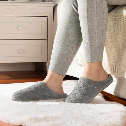 ULTRAIDEAS Women's Indoor Terry Clog Slipper with Memory Foam, Slip-On Ladies Comfy House Shoe with Non-Slip Rubber Sole