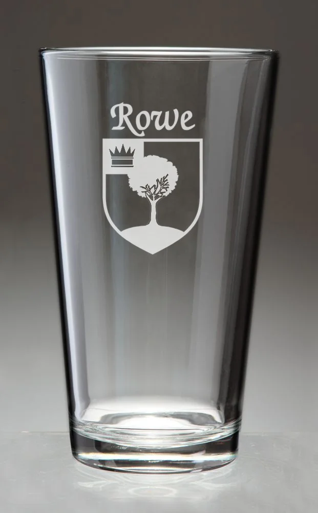 Rowe Irish Coat of Arms Pint Glasses - Set of 4 (Sand Etched)