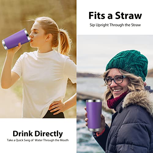 DOMICARE 20oz Stainless Steel Tumbler Bulk with Lid, Double Wall Vacuum Insulated Travel Mug, Powder Coated Coffee Cup, Powder Black, 8 Pack