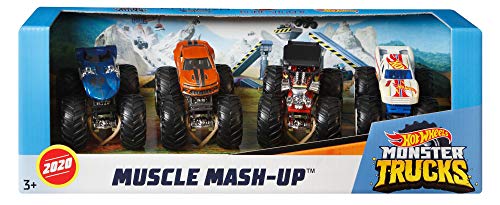 Hot Wheels Monster Trucks Set of 4, 1:64 Scale 4-Pack of Toy Trucks, Collectible Vehicles (Styles May Vary)