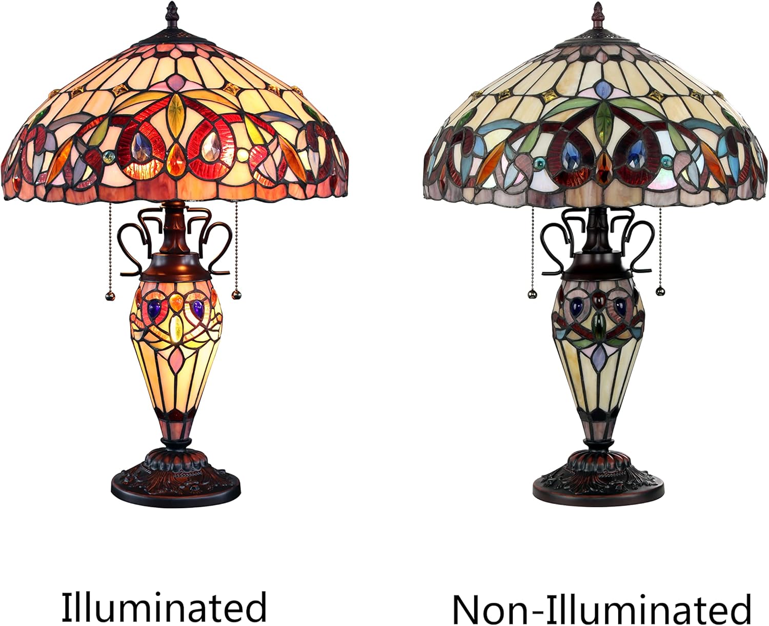 Chloe Lighting SERENITY Tiffany-style Dark Bronze 3 Light Double Lit Table Lamp 16