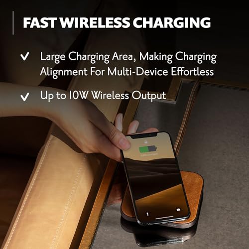 Courant Catch:1 Fast Wireless Charging Station, Qi Certified, Compatible with Apple iPhone 13, 12, 11, Pro/Pro Max/Mini, Samsung Galaxy, Airpods, Android, & Others, Essential & Classic Chargers