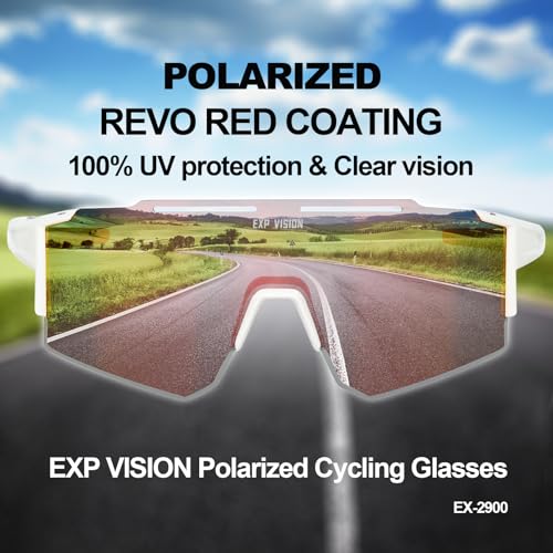 EXP VISION Polarized Cycling Glasses, UV 400 Sports Sunglasses Biking Goggles Running Hiking Golf Fishing Driving