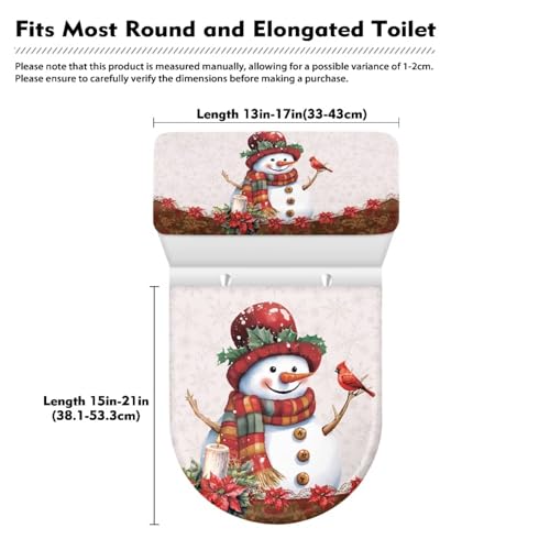 Christmas Bow Bell Toilet Tank Lid Cover and Toilet Seat Lid Cover 2 Pcs Set Toilets Covers with Elastic Cloth Fits Most Toilets Tanks & Lids