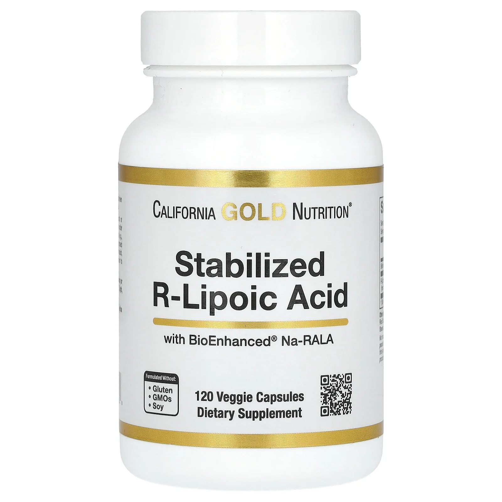 California Gold Nutrition Stabilized R-Lipoic Acid, 120 Veggie Capsules