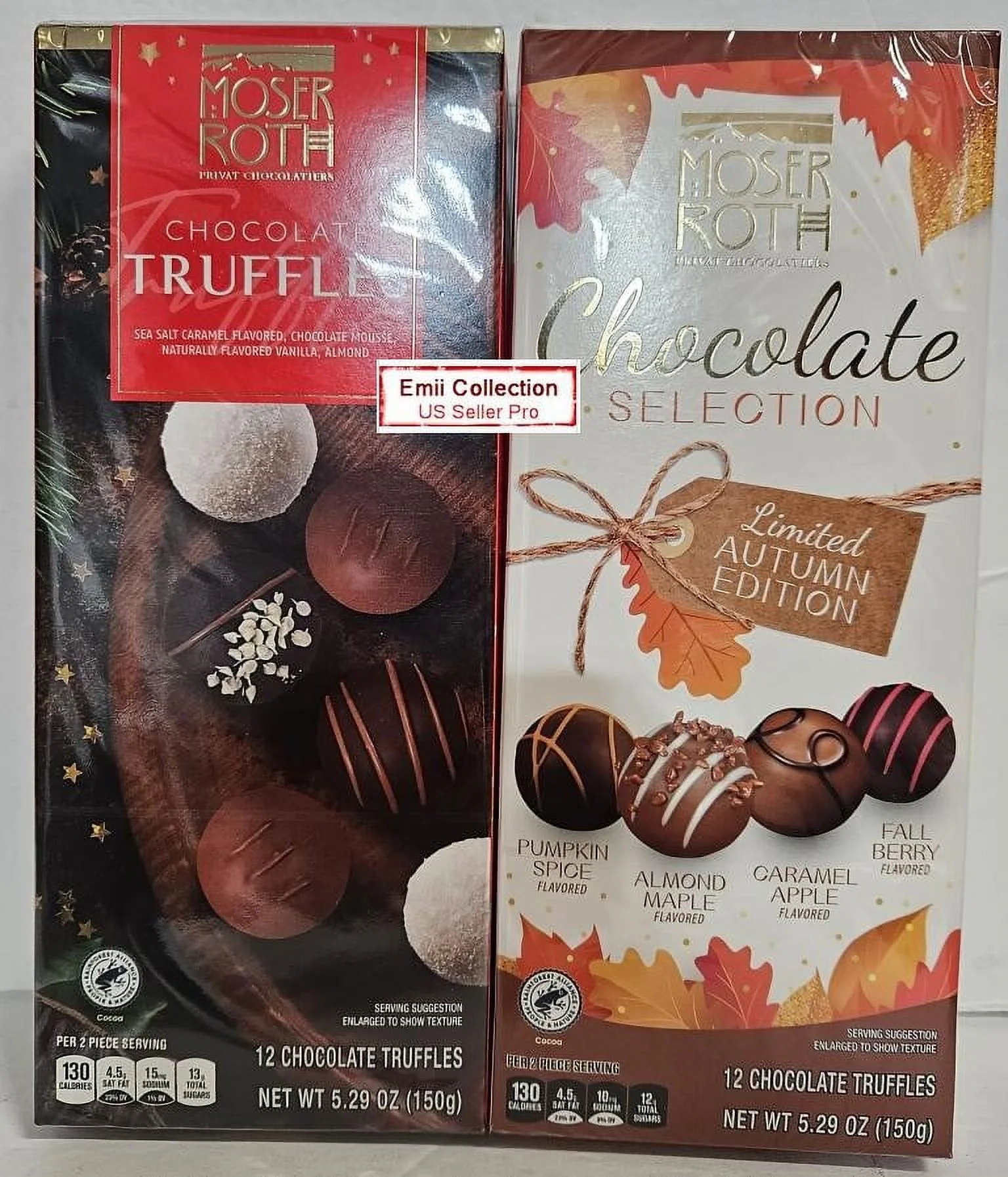 Moser Roth Privat Chocolatiers Chocolate Truffles Red & Autumn 5.29oz 150g (2 Boxes)
