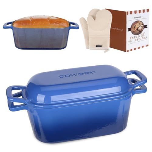 3.6QT Oval Enameled Cast Iron Dutch Oven, Sourdough Bread Baking Pan with Lid