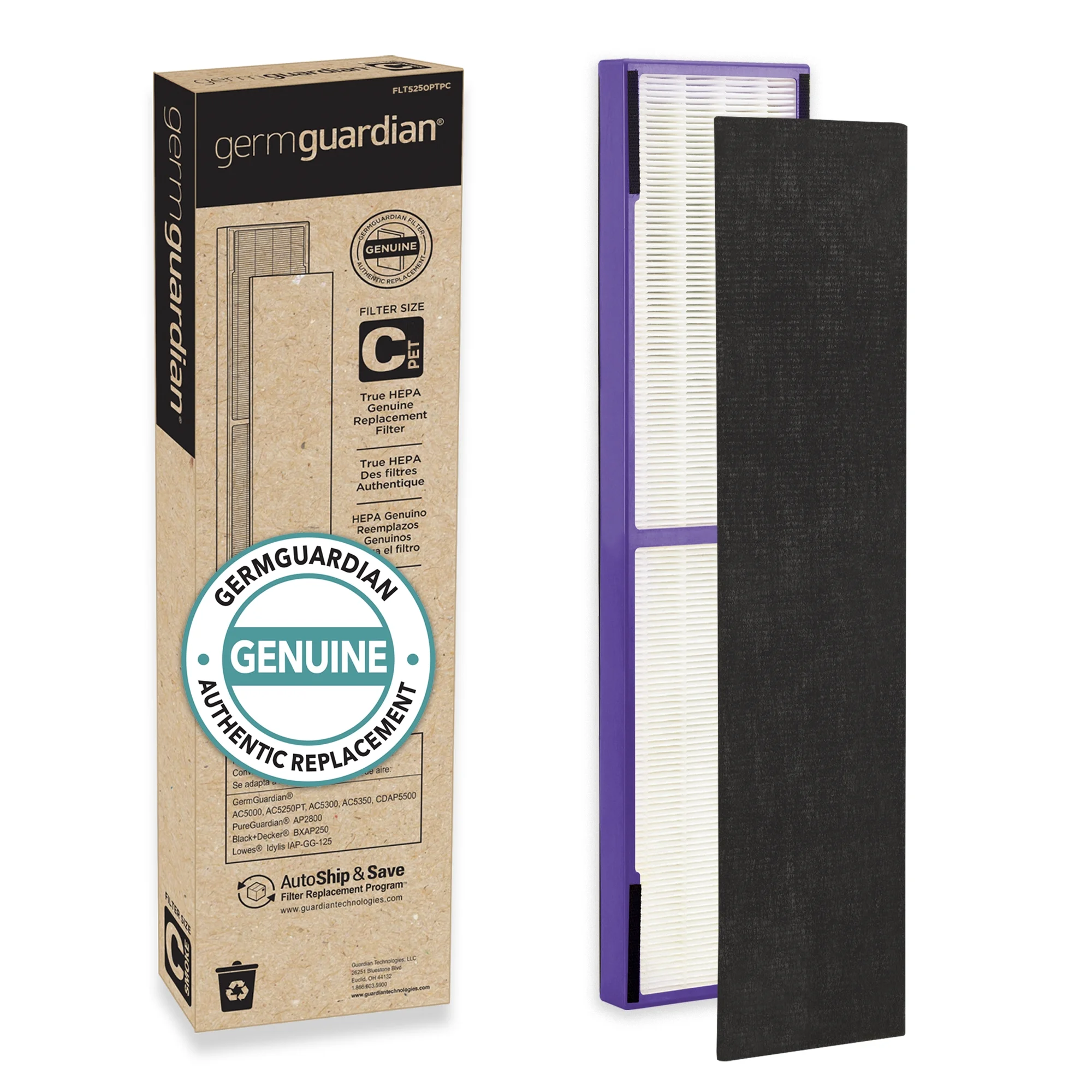 GermGuardian Pet Pure HEPA Genuine Replacement Filter C for Air Purifiers, FLT5250PT