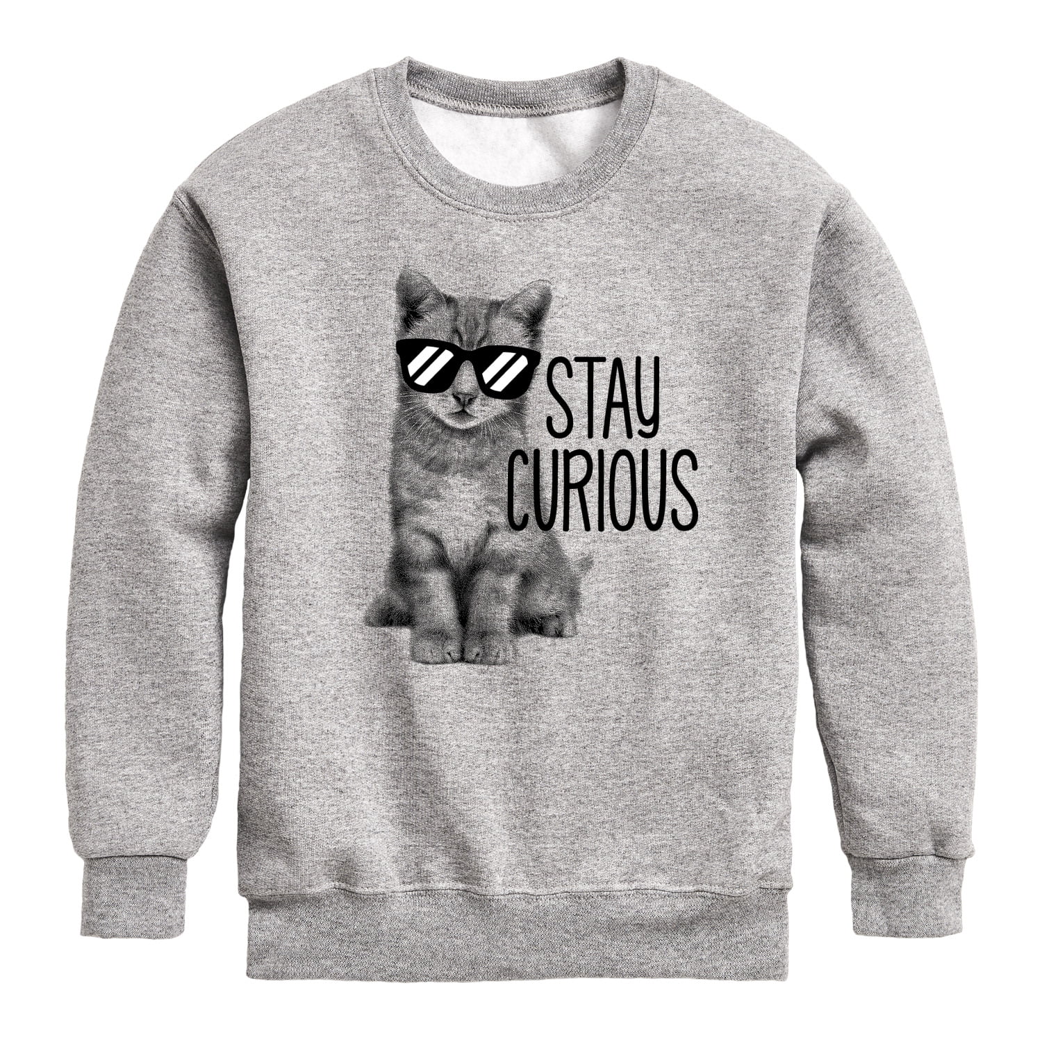 Instant Message - Stay Curious Cat - Toddler & Youth Crewneck Fleece Sweatshirt